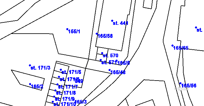 Parcela st. 570 v KÚ Plaňany, Katastrální mapa