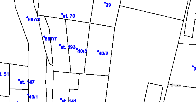 Parcela st. 40/2 v KÚ Plaňany, Katastrální mapa