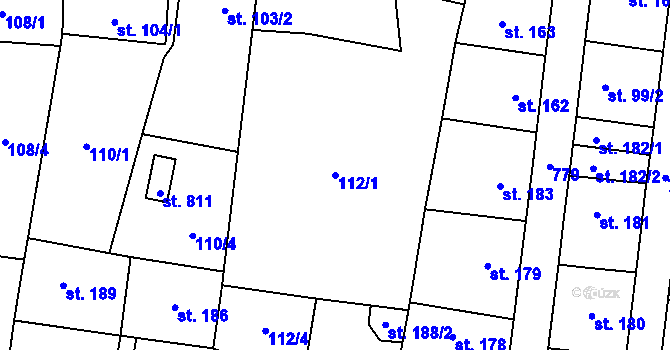 Parcela st. 112/1 v KÚ Plaňany, Katastrální mapa