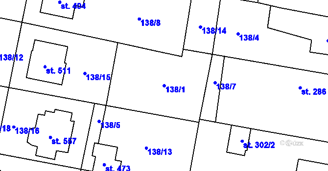 Parcela st. 138/1 v KÚ Plaňany, Katastrální mapa