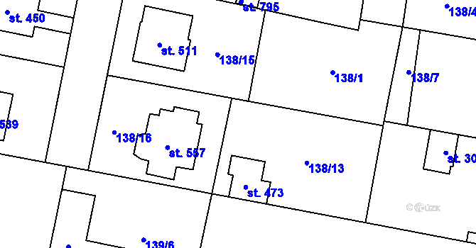 Parcela st. 138/5 v KÚ Plaňany, Katastrální mapa