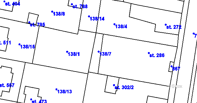 Parcela st. 138/7 v KÚ Plaňany, Katastrální mapa