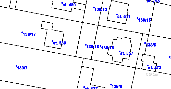 Parcela st. 138/18 v KÚ Plaňany, Katastrální mapa