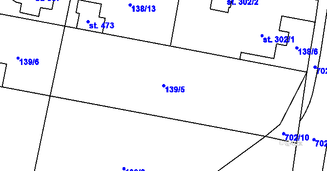 Parcela st. 139/5 v KÚ Plaňany, Katastrální mapa