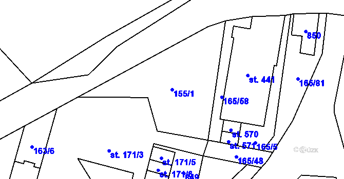 Parcela st. 155/1 v KÚ Plaňany, Katastrální mapa