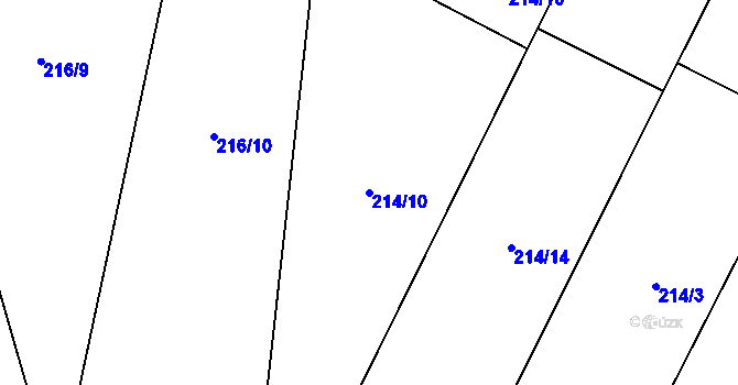 Parcela st. 214/10 v KÚ Plaňany, Katastrální mapa