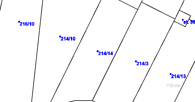 Parcela st. 214/14 v KÚ Plaňany, Katastrální mapa