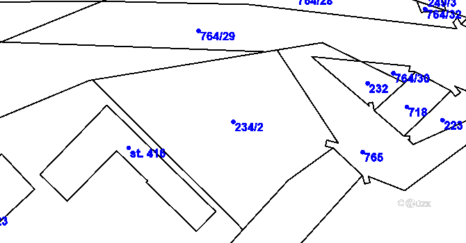 Parcela st. 234/2 v KÚ Plaňany, Katastrální mapa