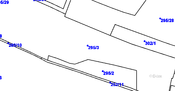 Parcela st. 295/3 v KÚ Plaňany, Katastrální mapa