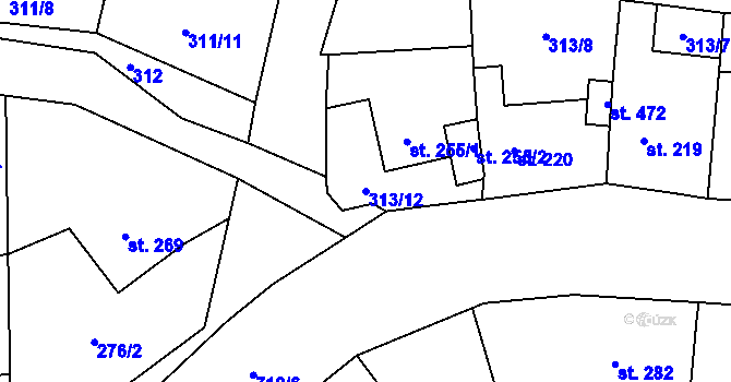 Parcela st. 313/12 v KÚ Plaňany, Katastrální mapa