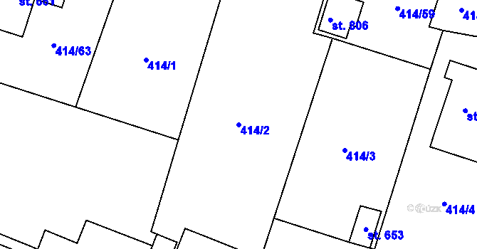 Parcela st. 414/2 v KÚ Plaňany, Katastrální mapa