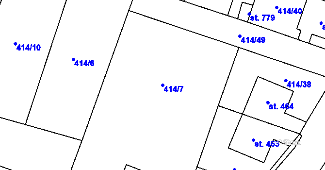 Parcela st. 414/7 v KÚ Plaňany, Katastrální mapa