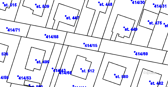 Parcela st. 414/15 v KÚ Plaňany, Katastrální mapa