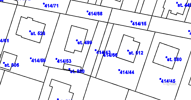 Parcela st. 414/43 v KÚ Plaňany, Katastrální mapa