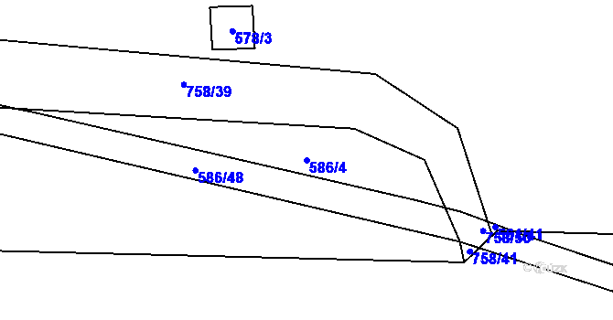 Parcela st. 586/4 v KÚ Plaňany, Katastrální mapa
