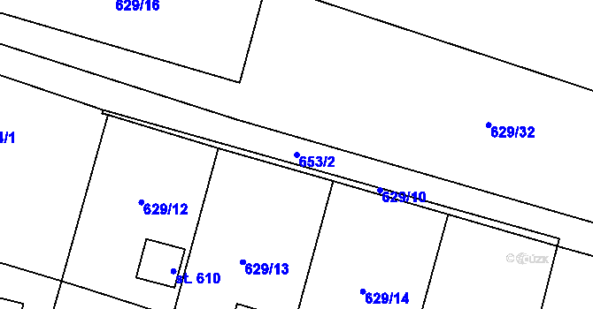 Parcela st. 653/2 v KÚ Plaňany, Katastrální mapa