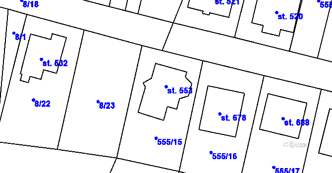Parcela st. 553 v KÚ Plaňany, Katastrální mapa