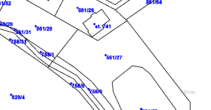 Parcela st. 561/27 v KÚ Plaňany, Katastrální mapa
