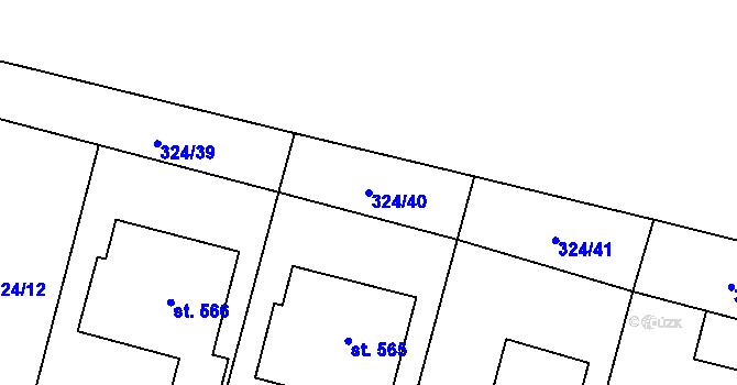 Parcela st. 324/40 v KÚ Plaňany, Katastrální mapa
