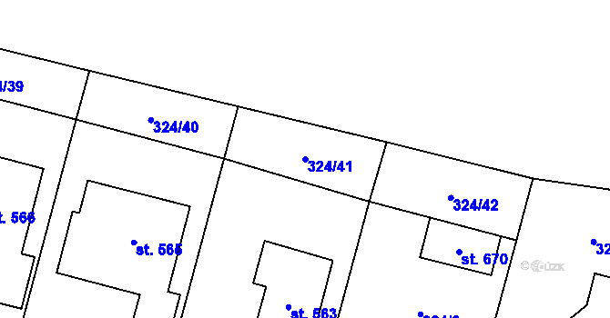 Parcela st. 324/41 v KÚ Plaňany, Katastrální mapa