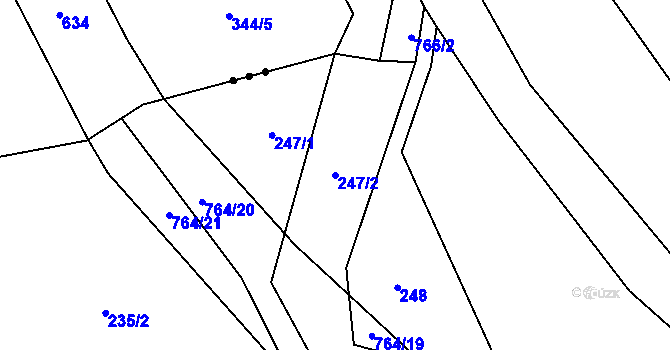 Parcela st. 247/2 v KÚ Plaňany, Katastrální mapa