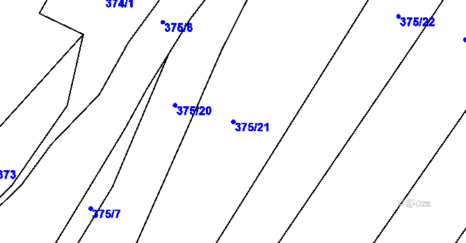 Parcela st. 375/21 v KÚ Plaňany, Katastrální mapa
