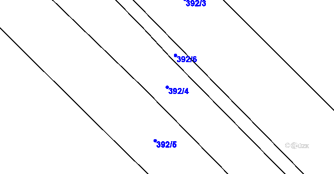 Parcela st. 392/4 v KÚ Plaňany, Katastrální mapa