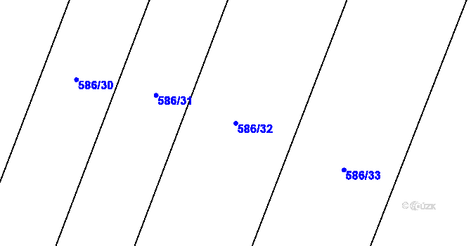 Parcela st. 586/32 v KÚ Plaňany, Katastrální mapa