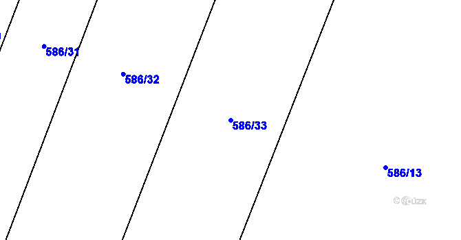 Parcela st. 586/33 v KÚ Plaňany, Katastrální mapa