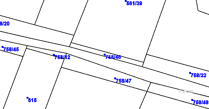 Parcela st. 758/46 v KÚ Plaňany, Katastrální mapa