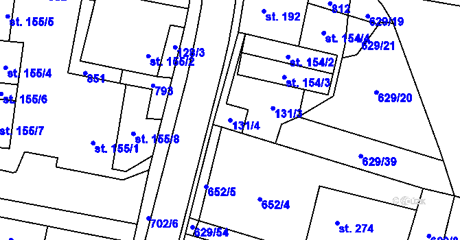 Parcela st. 131/4 v KÚ Plaňany, Katastrální mapa
