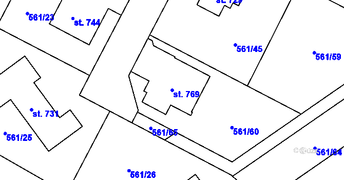 Parcela st. 769 v KÚ Plaňany, Katastrální mapa