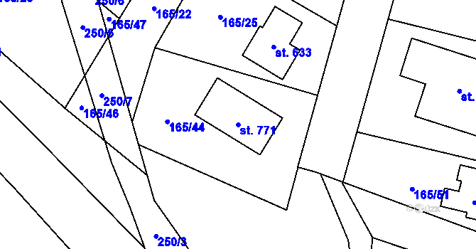 Parcela st. 771 v KÚ Plaňany, Katastrální mapa