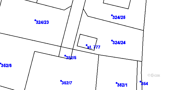 Parcela st. 777 v KÚ Plaňany, Katastrální mapa