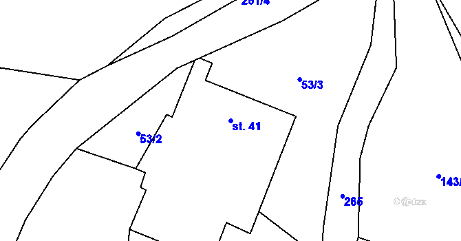 Parcela st. 41 v KÚ Žabonosy, Katastrální mapa