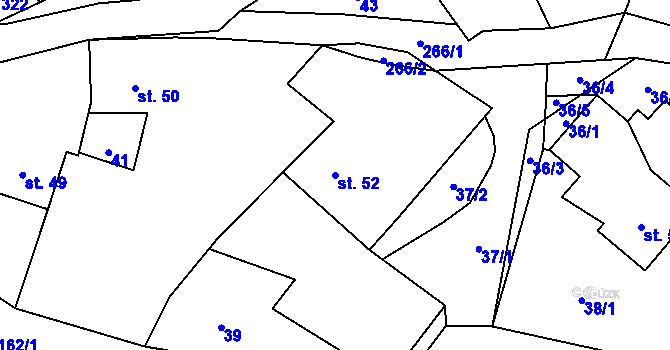 Parcela st. 52 v KÚ Žabonosy, Katastrální mapa