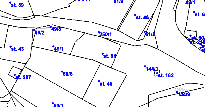 Parcela st. 91 v KÚ Žabonosy, Katastrální mapa