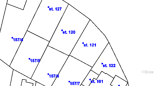 Parcela st. 121 v KÚ Žabonosy, Katastrální mapa