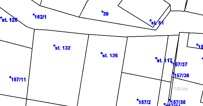 Parcela st. 126 v KÚ Žabonosy, Katastrální mapa