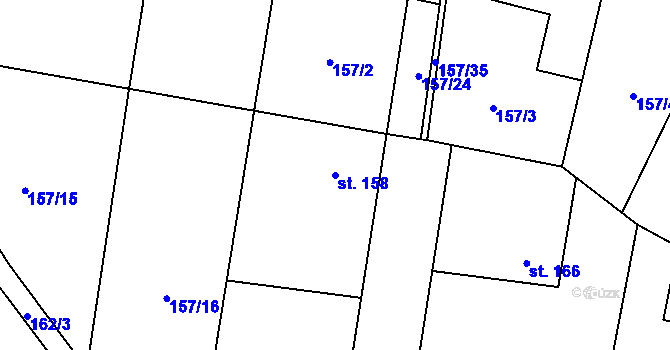 Parcela st. 158 v KÚ Žabonosy, Katastrální mapa