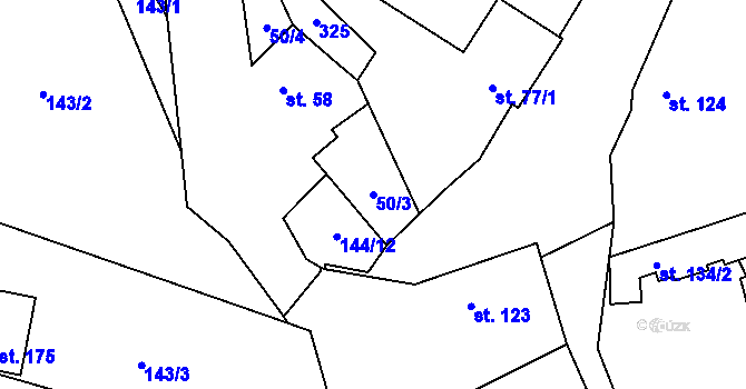 Parcela st. 50/3 v KÚ Žabonosy, Katastrální mapa