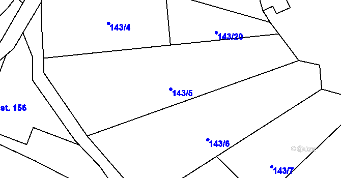 Parcela st. 143/5 v KÚ Žabonosy, Katastrální mapa