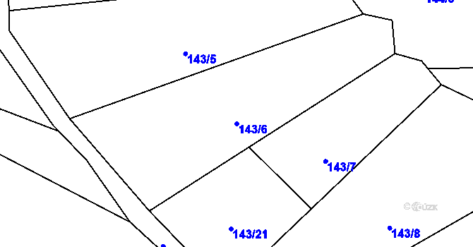 Parcela st. 143/6 v KÚ Žabonosy, Katastrální mapa