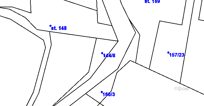 Parcela st. 144/8 v KÚ Žabonosy, Katastrální mapa