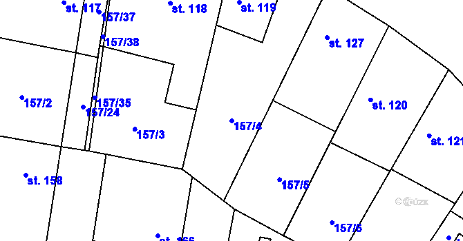 Parcela st. 157/4 v KÚ Žabonosy, Katastrální mapa