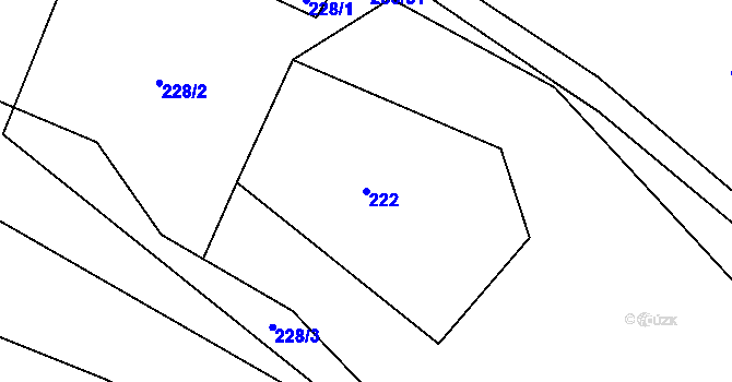 Parcela st. 222 v KÚ Žabonosy, Katastrální mapa