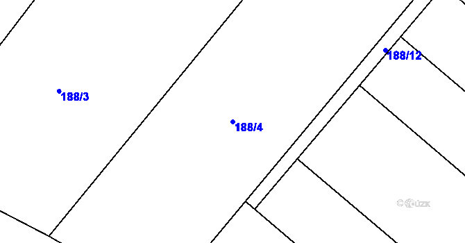 Parcela st. 188/4 v KÚ Žabonosy, Katastrální mapa