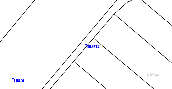 Parcela st. 188/12 v KÚ Žabonosy, Katastrální mapa