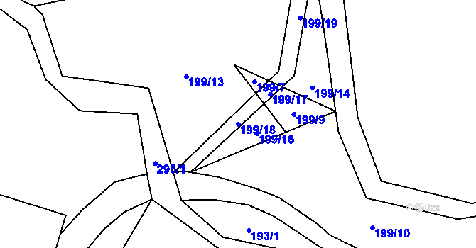 Parcela st. 199/18 v KÚ Žabonosy, Katastrální mapa