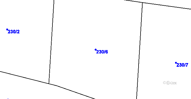 Parcela st. 230/6 v KÚ Žabonosy, Katastrální mapa